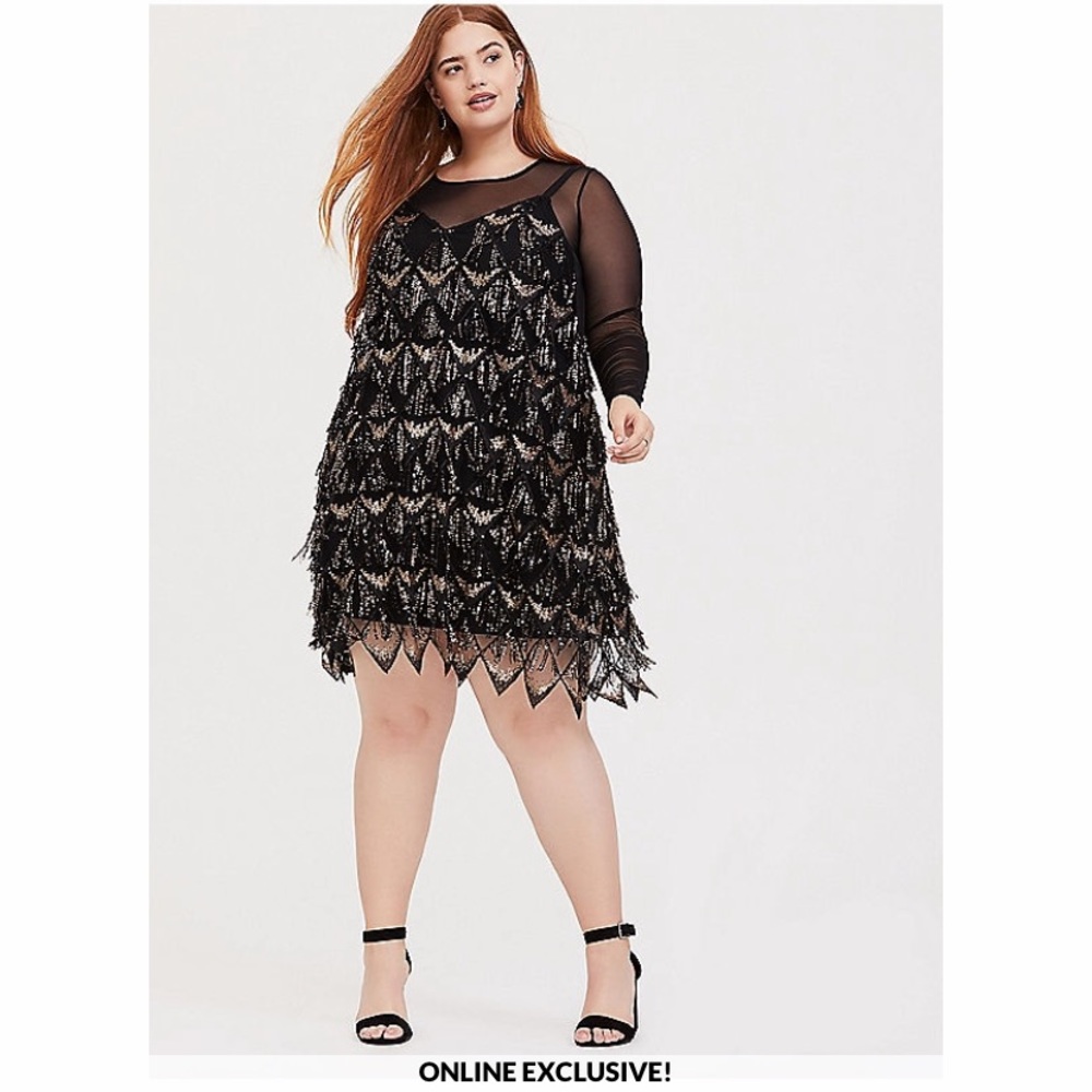 Black and Gold Fringe Dress